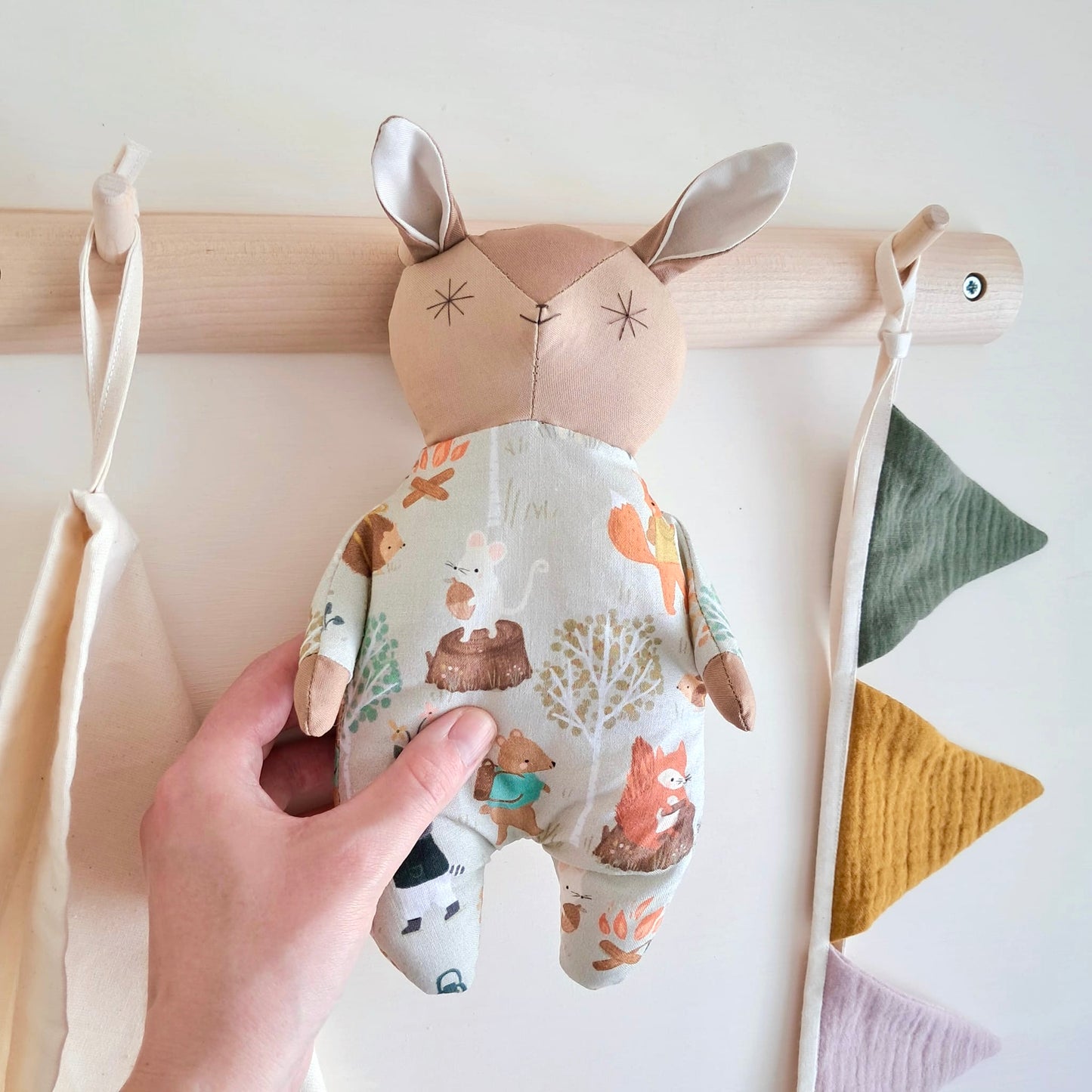 Handmade Unisex Cotton Rabbit Doll | Woodland Animal Comfort Toy