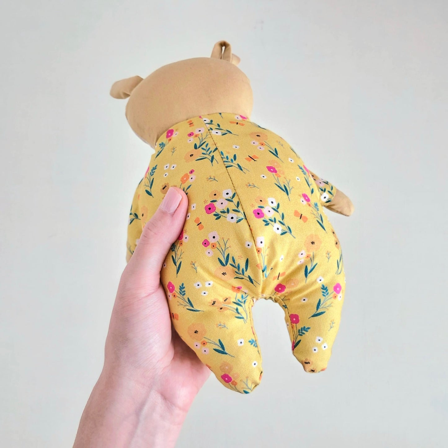 Handmade Cotton Rabbit Doll | Yellow Flower Comfort Toy