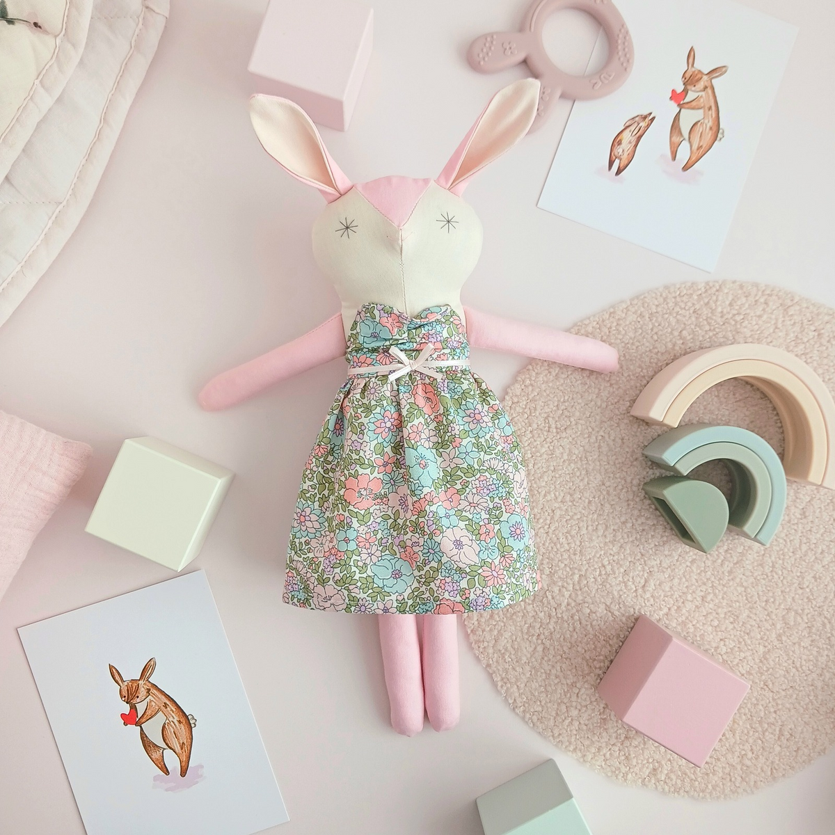 Handmade Little Rabbit Doll - Blush Bunny