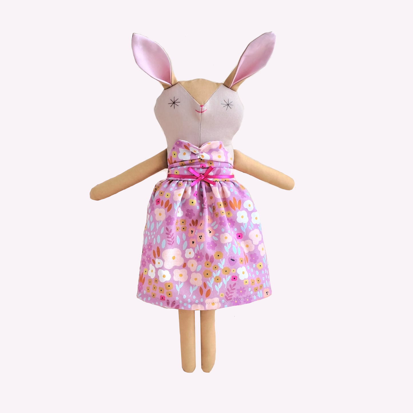 Handmade Little Bunny Doll | Pink Flower