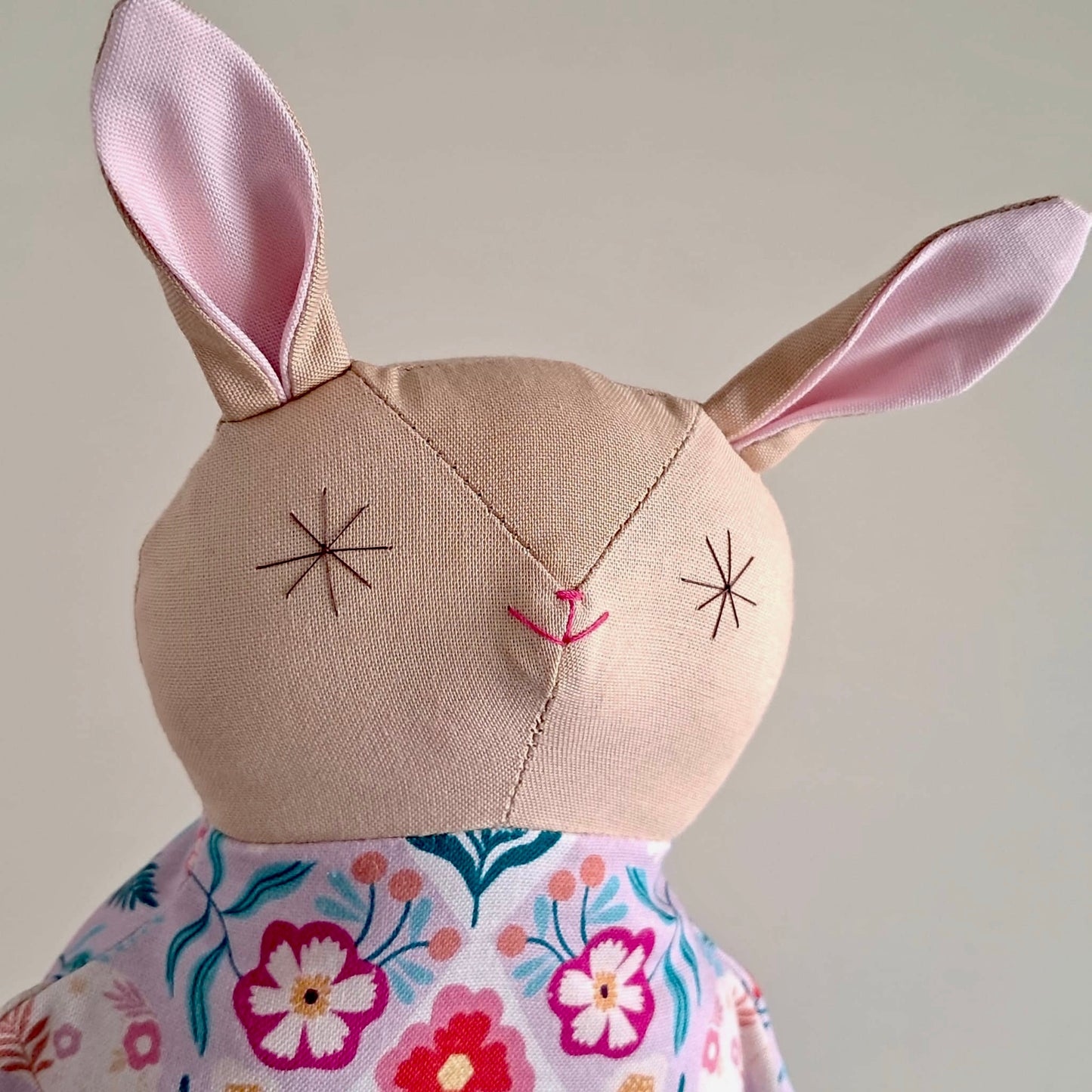 Handmade Cotton Rabbit Doll | Patchwork Flower Comfort Toy