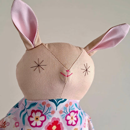 Handmade Cotton Rabbit Doll | Patchwork Flower Comfort Toy