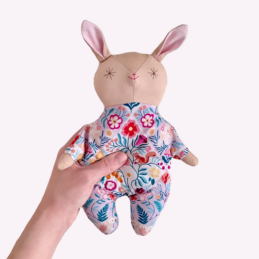 Handmade Cotton Rabbit Doll | Patchwork Flower Comfort Toy
