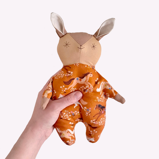Handmade Cotton Rabbit Doll | Horse Print Comfort Toy