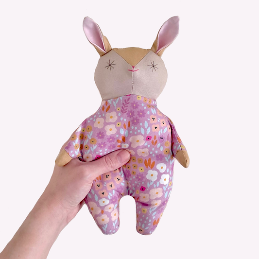 Handmade Cotton Rabbit Doll | Pink Flower Comfort Toy