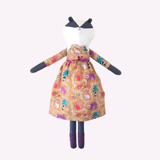 Handcrafted Badger Doll | Woodland Print