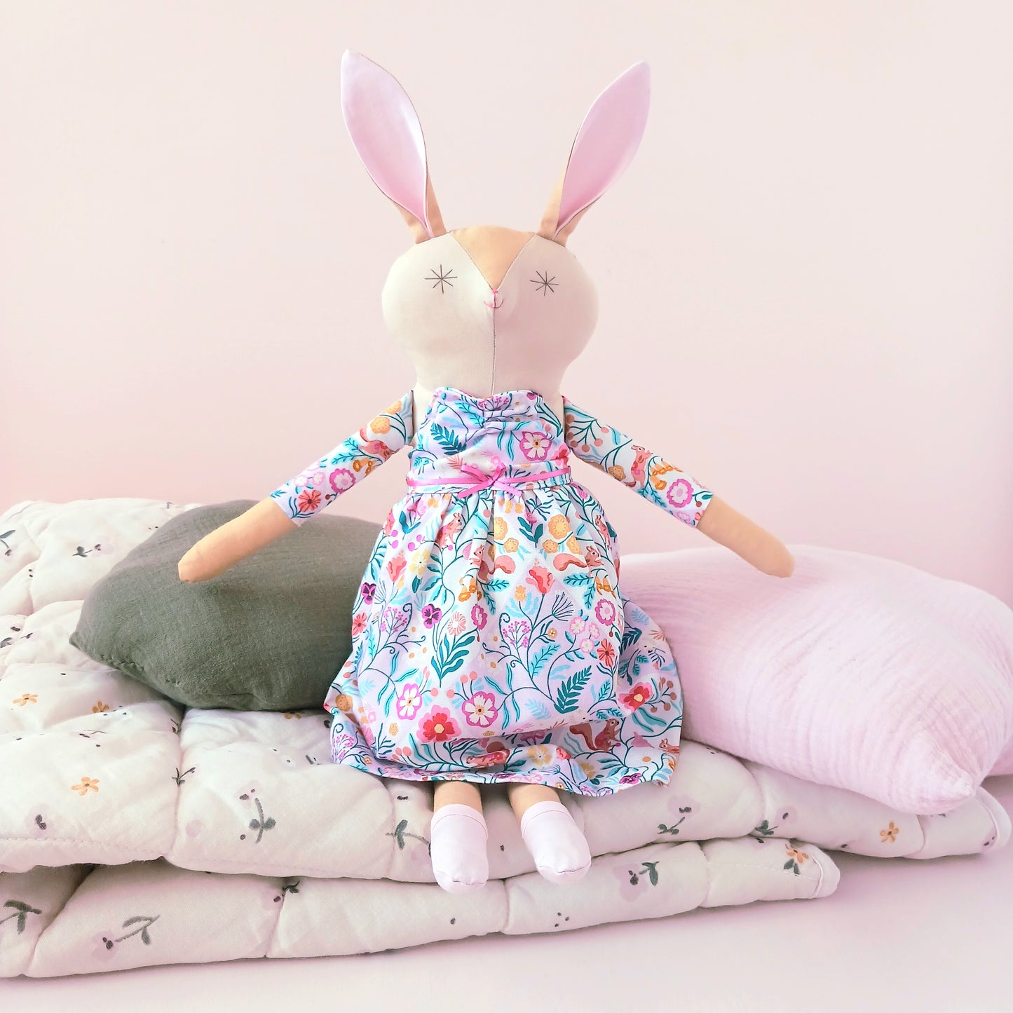 Handcrafted Bunny Doll | Patchwork Flower Print