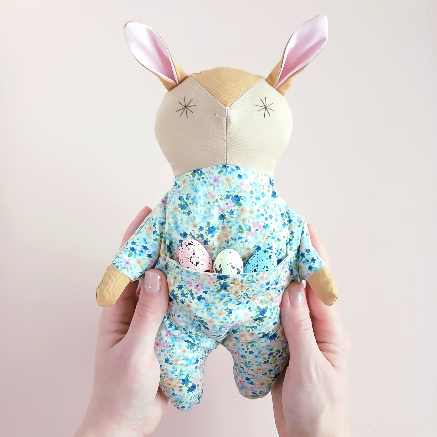 Handmade Easter Bunny Doll | Blue Pocket Bunny