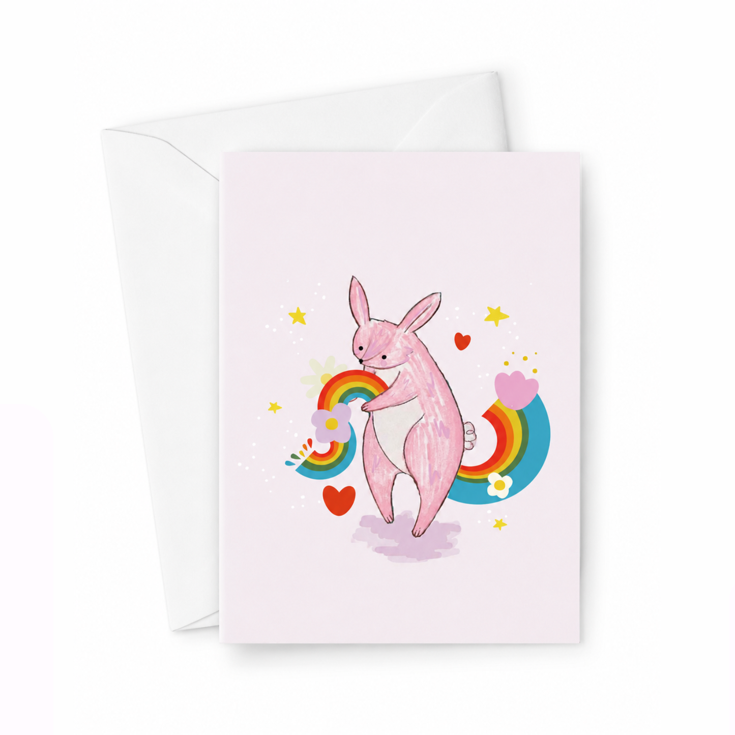 Pink Rabbit Joyful Brights card