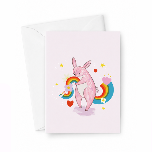 Pink Rabbit Joyful Brights card