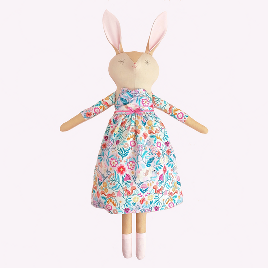 Handcrafted Bunny Doll | Patchwork Flower Print