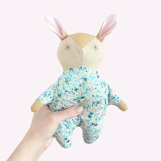 Handmade Easter Bunny Doll | Blue Pocket Bunny