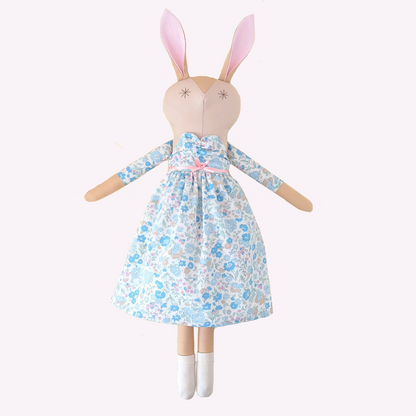 Handcrafted Bunny Doll | Blue Flower Print