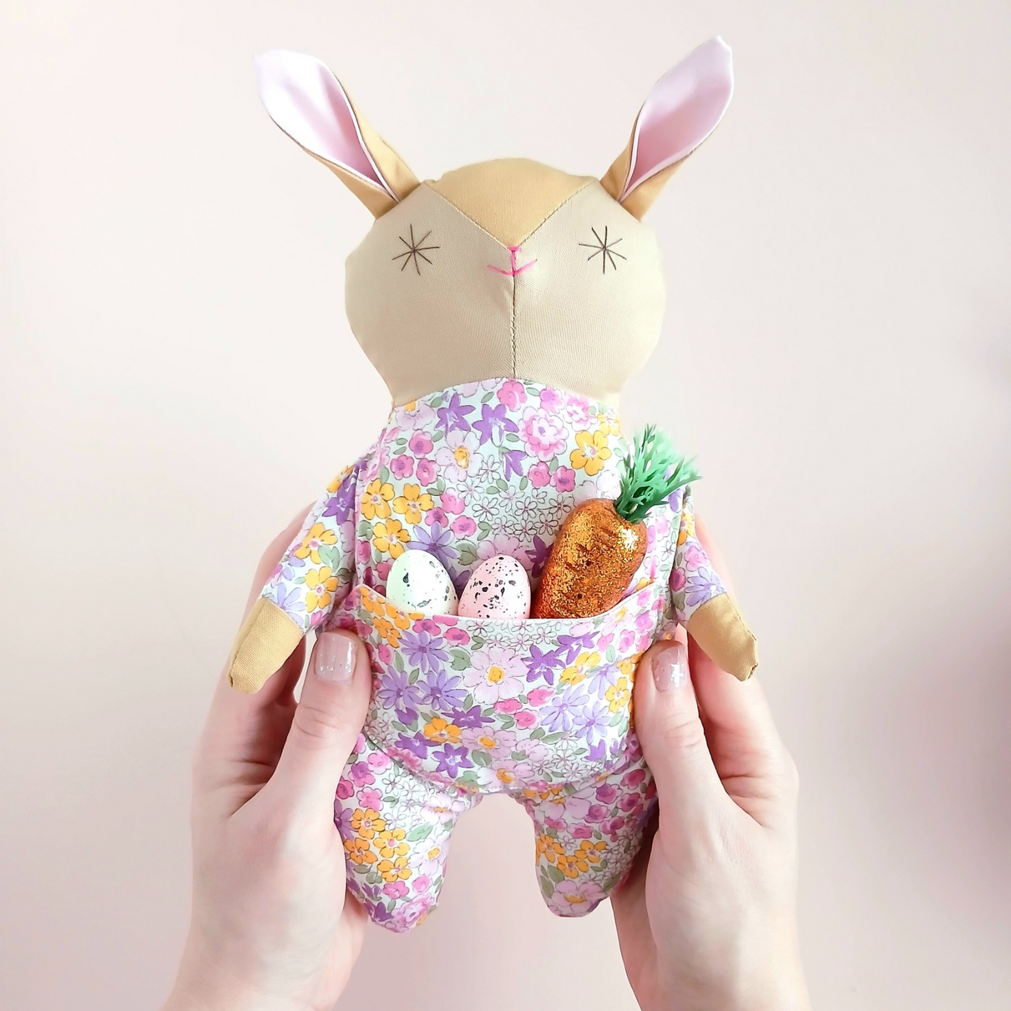 Handmade Easter Bunny Doll | Pink Pocket Bunny