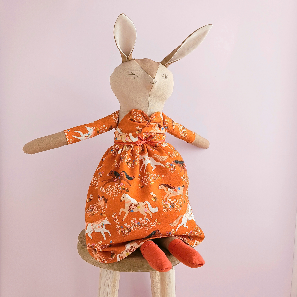 Handcrafted Bunny Doll | Horse Print